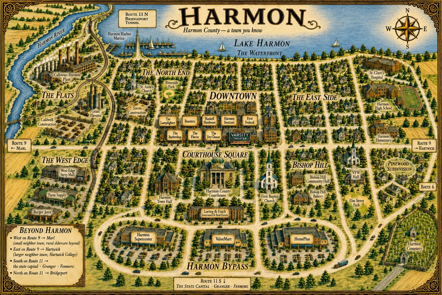 Illustrated map of Harmon